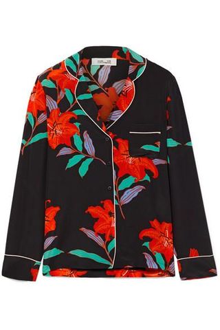 Diane von Furstenberg + Floral-Print Silk Crepe de Chine Shirt