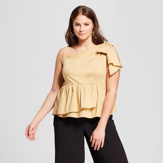 Who What Wear + One Shoulder Peplum Blouse