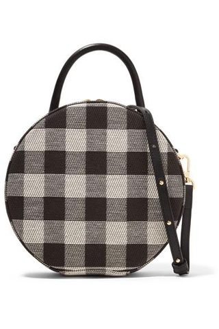 Mansur Gavriel + Circle Leather-Trimmed Checked Cotton-Canvas Shoulder Bag