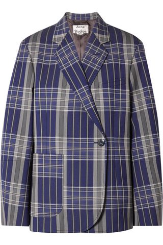 Acne Studios + Kheira Oversized Checked Twill Blazer