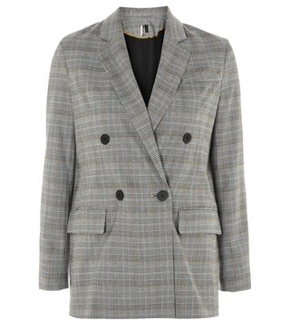 Topshop + Checked Double Breasted Jacket