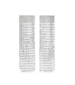 Alessandra Rich + Fringed Silver-Tone Crystal Clip Earrings