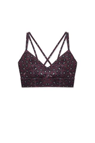 JoyLab + Leopard Print V-Neck Strappy Back Sports Bra