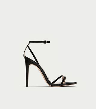 Zara + Patent Leather Sandals With Straps