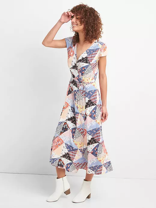 Gap + Floral Print Midi Wrap Dress