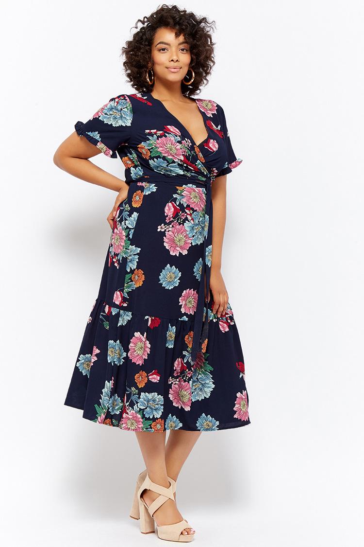 Forever 21 + Floral Wrap Midi Dress