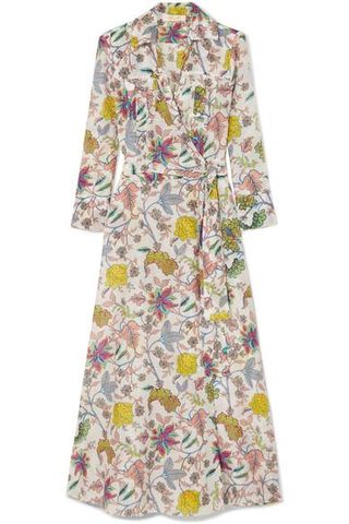 Diane von Furstenberg + Printed Cotton and Silk-Blend Wrap Midi Dress