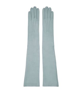 Erdem + Blue Leather Midi Gloves