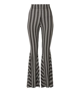 Beaufille + Lamos Striped Ribbed Stretch-Knit Flared Pants