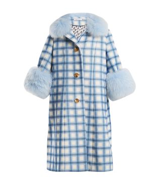 Saks Potts + Yvonne Fur-Trimmed Checked-Wool Coat