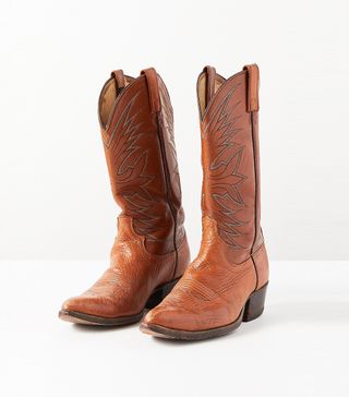 Urban Outfitters + Vintage Brown Stitched Cowboy Boot