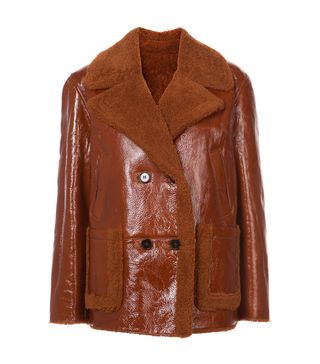 Yves Salomon + Double Breasted Shearling Jacket