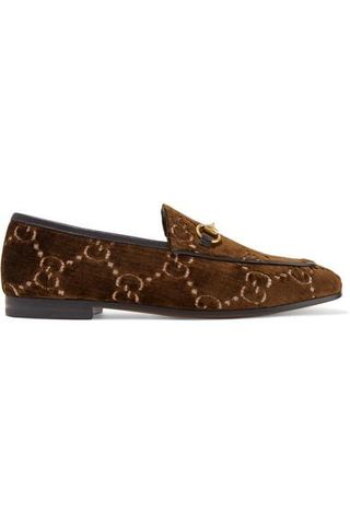 Gucci + Jordaan Horsebit-Detailed Leather-Trimmed Logo-Jacquard Loafers