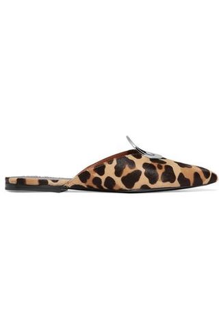 Proenza Schouler + Eyelet-Embellished Leopard-Print Calf Hair Slippers
