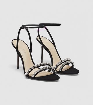 Zara + Jeweled Leather Sandals