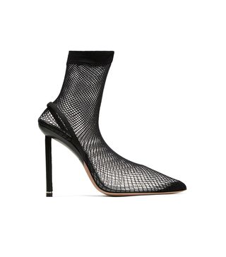 Alexander Wang + Caden Suede and Leather-Trimmed Fishnet Sock Boots