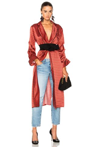 Johanna Ortiz + Infante Printed Silk Satin Kimono With Belt