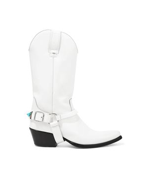 Calvin Klein + Tex Tammy Glossed-Leather Boots