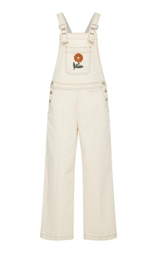 AlexaChung + Oversized Embroidered Flower Dungarees