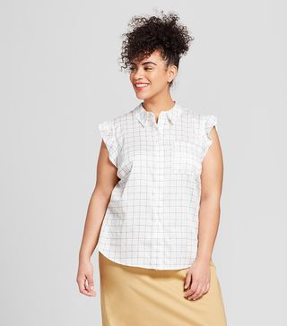 Who What Wear x Target + Sleeveless Ruffle Button-Up Blouse