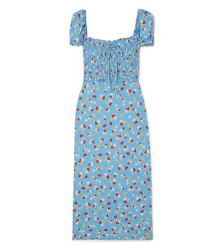 Faithfull the Brand + Castilo Shirred Floral-Print Crepe Midi Dress