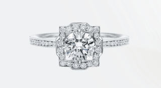 Harry Winston + Belle Round Diamond Micropavé Engagement Ring