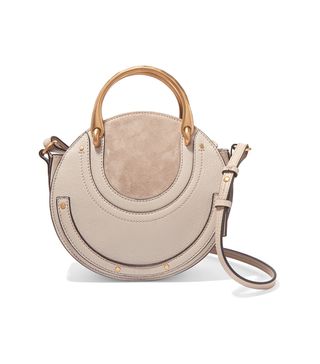 Chloé + Pixie Small Suede and Textured-Leather Shoulder Bag