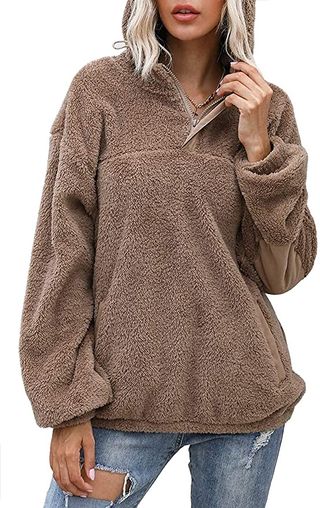 Yanekop + Sherpa Pullover Fuzzy Fleece Sweatshirt
