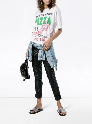 Filles A Papa + Pizza Print Cotton T Shirt
