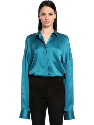 Haider Ackermann + Oversized Silk Satin Shirt