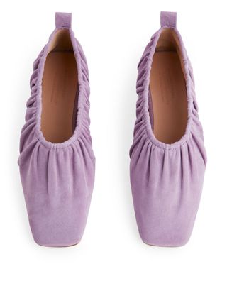 Arket + Scrunched Suede Ballerinas