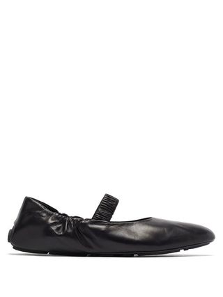 Prada + Rubber-Sole Leather Mary Jane Flats