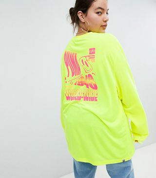 Puma + Long Sleeve T-Shirt With Techno Logo in Neon Yellow