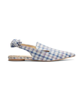 Rosie Assoulin + Point-Toe Checked Slingback Slipper Shoes