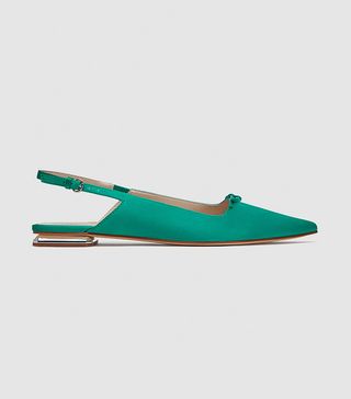 Zara + Flat Slingback Shoes With Bow Detail