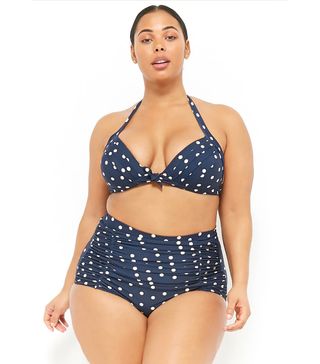 Forever 21 + Unique Vintage Polka Dot Halter Bikini Top