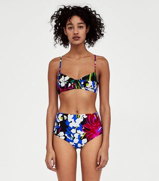 Zara + Floral Print Bikini Top