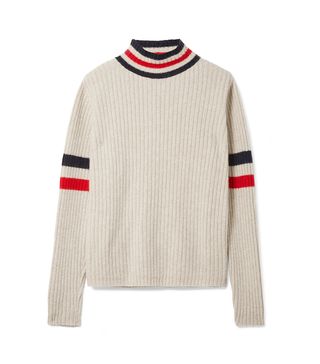 The Elder Statesman + Odyssey Striped Ribbed Cashmere Turtleneck Sweater