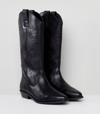 River Island + Knee High Western Boot