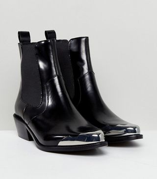 ASOS + Leather Western Chelsea Boots