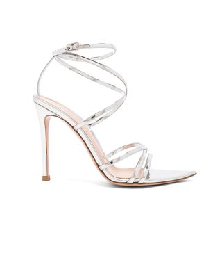 Gianvito Rossi + Metallic Leather Kim Cross Strap Sandal