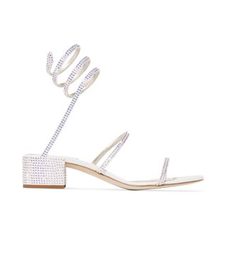 Rene Caovilla + Crystal-Embellished Satin and Leather Sandals