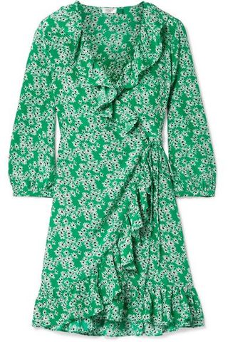 Rixo London + Abigail Ruffled Floral-Print Silk Wrap Mini Dress
