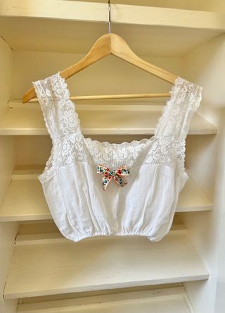 Vintage + Antique Crochet Lace Embroidered Top