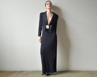 St John + Knit Tuxedo Gown