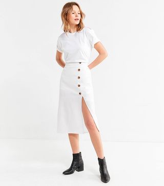 BOG Collective + Button-Down Linen Midi Skirt