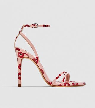 Zara + Printed High Heel Sandals