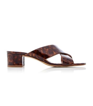 Maryam Nassir Zadeh + Lauren Tortoiseshell Patent-Leather Slides