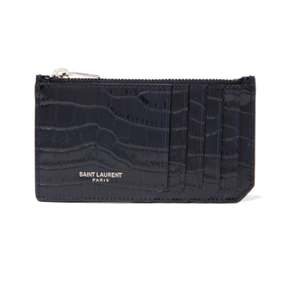 Saint Laurent + Croc-Effect Cardholder