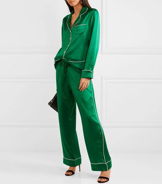 Olivia von Halle + Coco Silk-satin Pajama Set